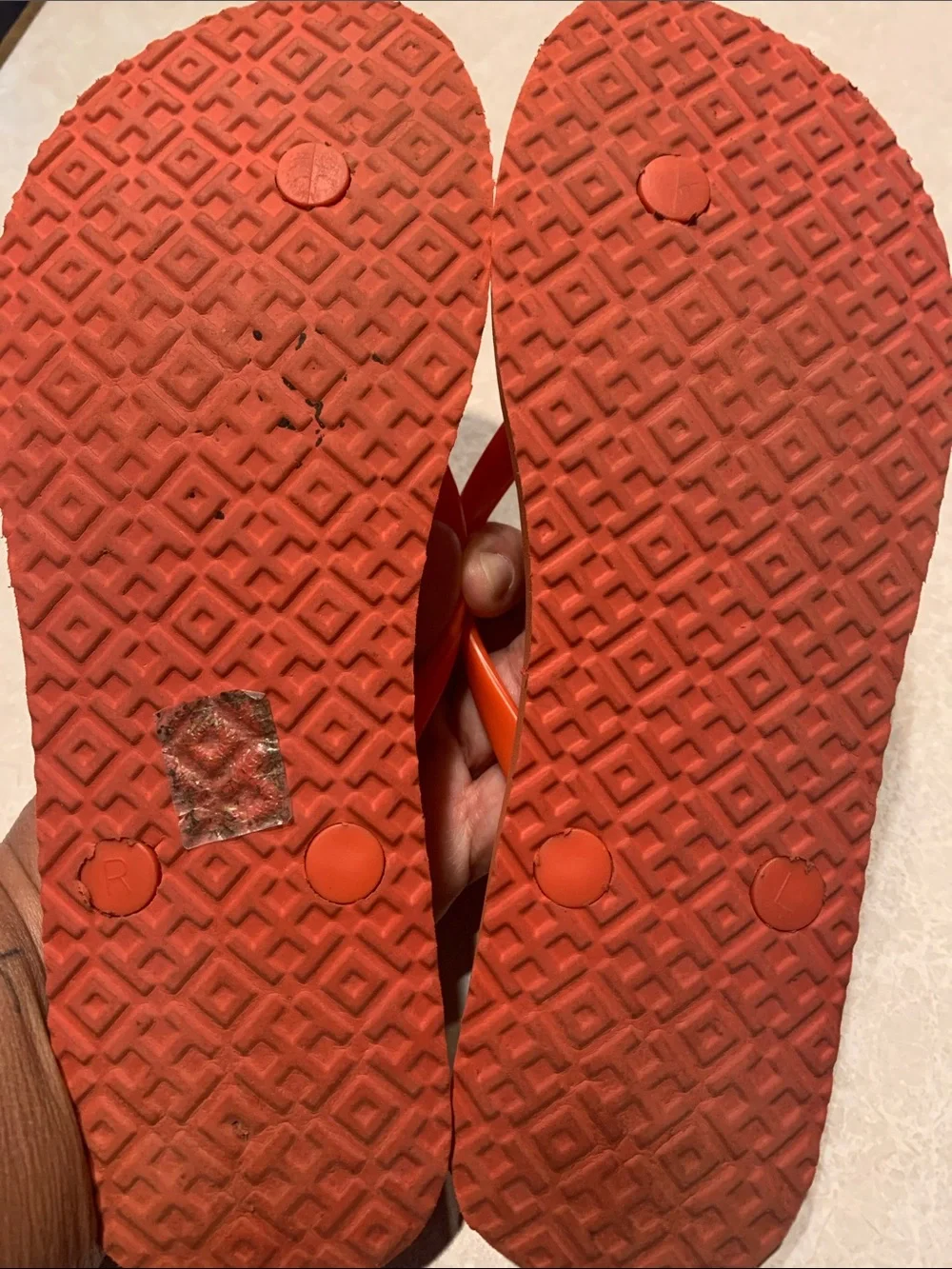 Tory Burch Coral-Red Logo Thong Sandals Size 7